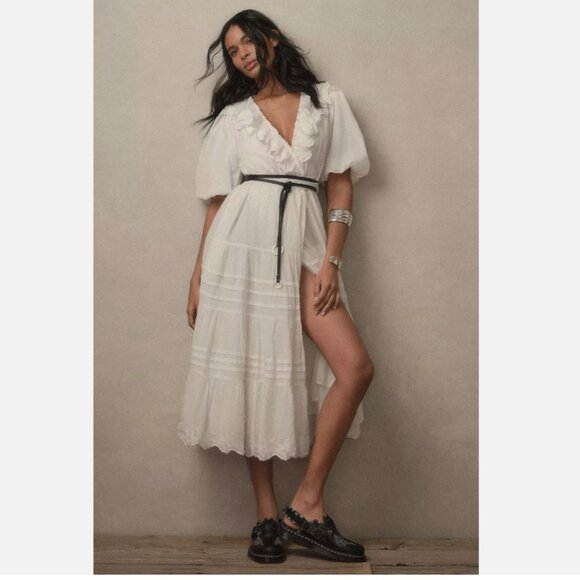 Brand New Love the Label Short-Sleeve Ruffled Tiered Wrap Maxi Dress - Picture 3 of 16